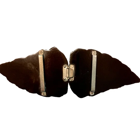 Bakelite Belt buckle boho vintage leaf design brown gold large